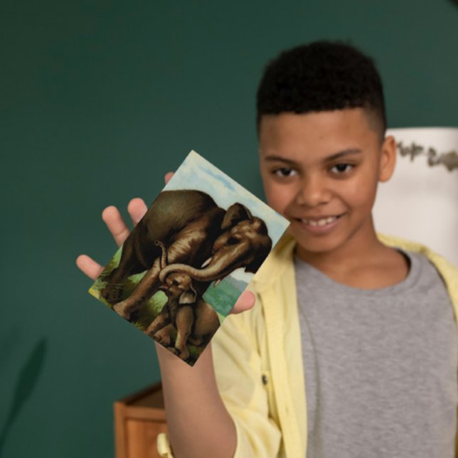 Vintage Elefantenkuh mit ihrem Kalb Postkarte (Von Creator hochgeladen)