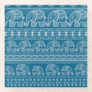 Vintage-Elefantenrahmen-Illustration Glasuntersetzer