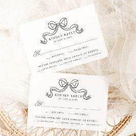 Vintage Elegance Black Bow Wedding UAWG Begleitkarte