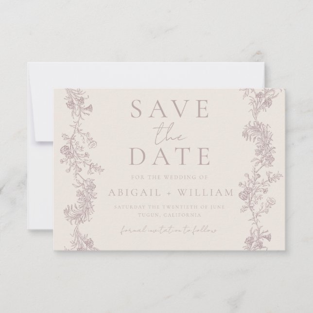 Vintage Elegance: Classic Neutral Wedding Save The Date (Vorderseite)