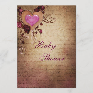Vintage Elegance Hearts & Rose Kinderdusche Einladung
