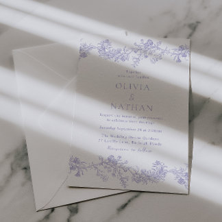 Vintage Elegance: Lilac Floral Wedding Einladung