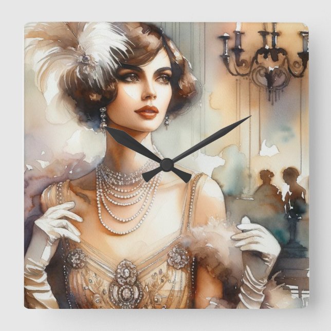 Vintage Elegance Quadratische Wanduhr (Vorderseite)