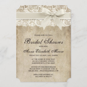 Vintage Elegance Ribbon auf der Spitze Brautparty Einladung