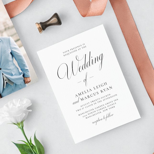 Vintage Elegance Script Wedding Foto Einladung (Von Creator hochgeladen)