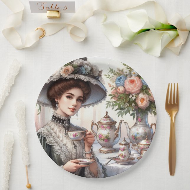 Vintage Elegance Tea Party / Teezeitpapierplatte Pappteller (Hochzeit)