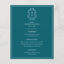 Vintage Elegant Blue With Border Wedding Menu