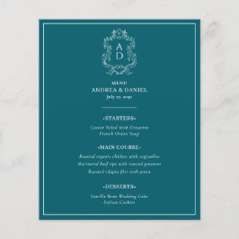 Vintage Elegant Blue With Border Wedding Menu Flyer