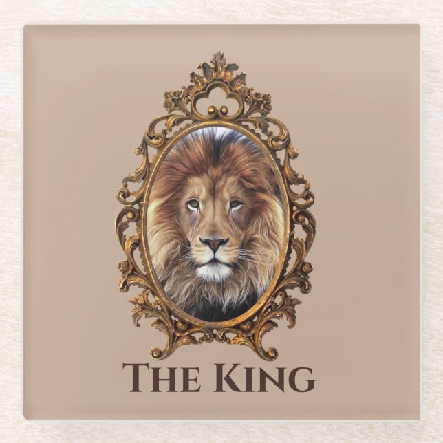 Vintage Elegant Brown Lion King Retro Vater Glasuntersetzer (Vorderseite)