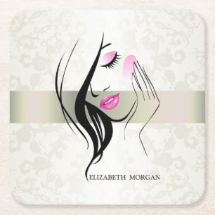 Vintage Elegant, Chic, Spitze, Mädchen Silhouette  Rechteckiger Pappuntersetzer
