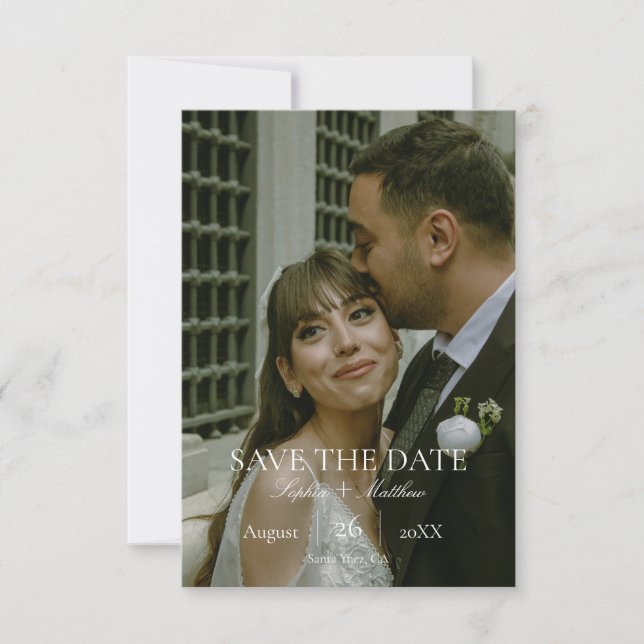 Vintage Elegant Custom Photo Wedding Save The Date (Vorderseite)