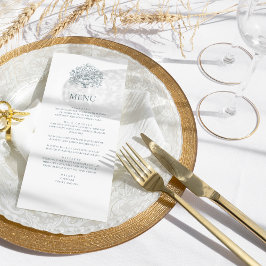 Vintage Elegant Dusty Blue Baroque Wedding Menükarte