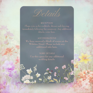 Vintage Elegant Dusty Blue Floral Wedding Begleitkarte