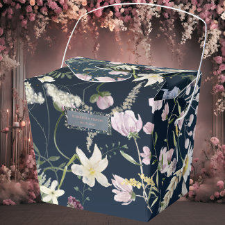 Vintage Elegant Dusty Blue Floral Wedding Geschenkschachtel