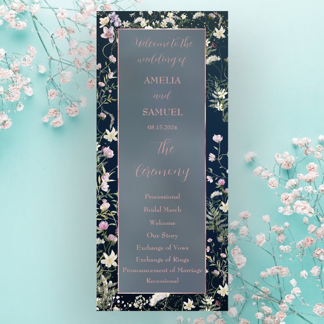 Vintage Elegant Dusty Blue Floral Wedding Programm (Von Creator hochgeladen)