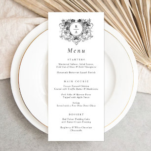 Vintage Elegant Floral Crest Mariage Menu