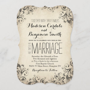 Vintage Élégant Flourish Rustic Faire-part de mari