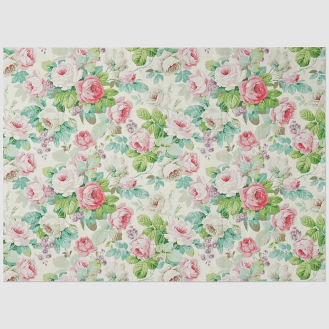 Vintage Elegant Popular Floral Rose Seidenpapier (Vorderseite)