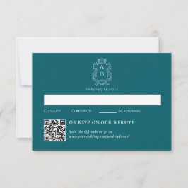 Vintage Elegant Tale Blue | Traditional & QR Code RSVP Karte