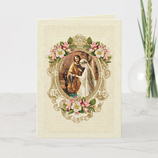 Vintage Elegant Traditional Catholic Wedding Einladung (Vorderseite)