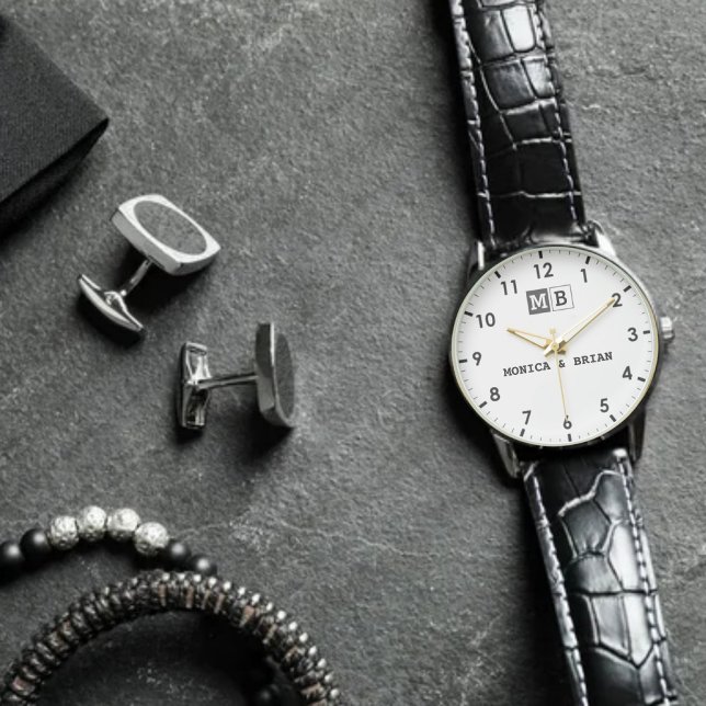 Vintage Elegant typography  monogram couples Armbanduhr (Von Creator hochgeladen)