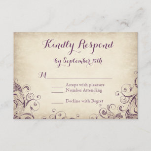 Vintage Élégant Violet Flourish Mariage Cartes RSV