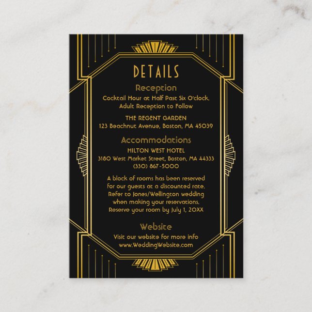 Vintage Elegante Art Deco  Begleitkarte (Vorderseite)