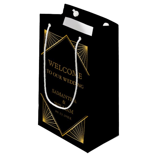 Vintage Elegante Art Deco Kleine Geschenktüte (Vorderseite Schrägansicht)