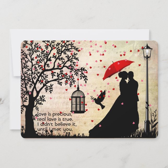 Vintage Elegante, Beige & Schwarze Poesie Karte (Vorderseite)