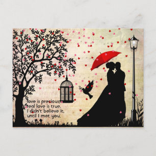 Vintage Elegante, Beige & Schwarze Poesie Postkarte