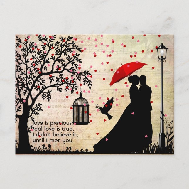 Vintage Elegante, Beige & Schwarze Poesie Postkarte (Vorderseite)