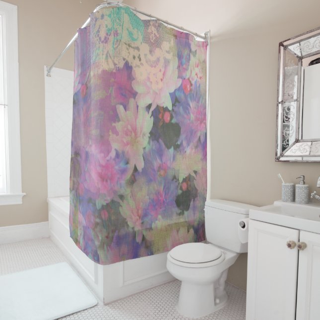 Vintage elegante Blume Duschvorhang (Beispiel)