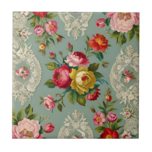 Vintage Elegante Blume Fliese