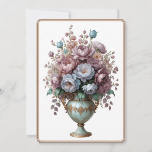 Vintage elegante Blume Hübsch Blumenstrauß Vase Feiertagskarte