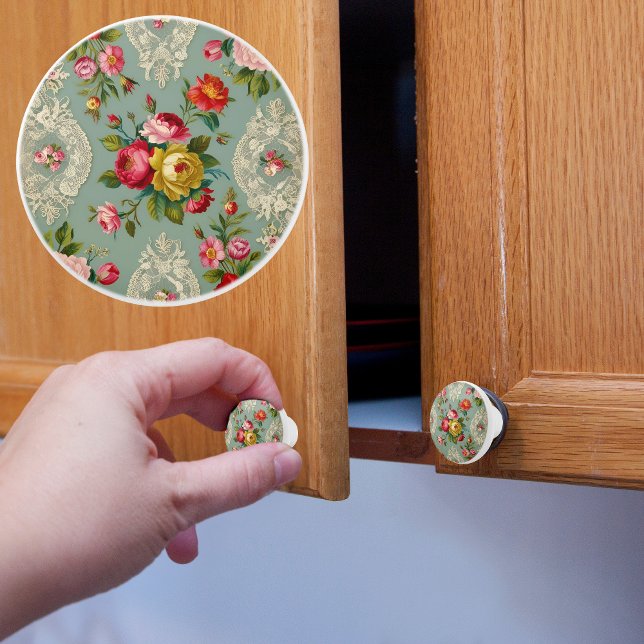 Vintage Elegante Blume Keramikknauf (Von Creator hochgeladen)