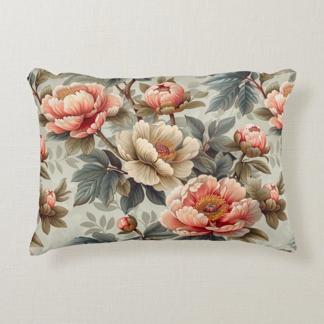 Vintage, elegante Blumen Dekokissen (Vorderseite)