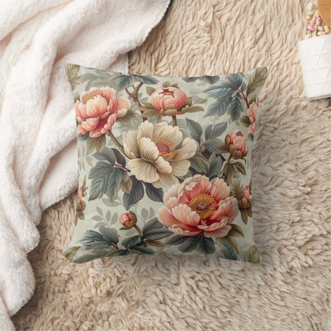 Vintage, elegante Blumen Kissen (Decke)