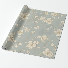 Vintage elegante botanische Linienkunst Geschenkpapier