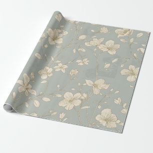 Vintage elegante botanische Linienkunst Geschenkpapier