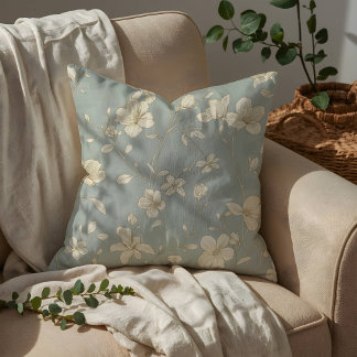 Vintage elegante botanische Linienkunst Kissen