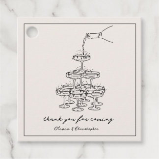Vintage Elegante Champagner Tower Sketch Gefallen  Geschenkanhänger