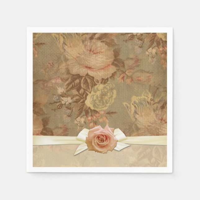 Vintage elegante Damask-Rose Napkins Serviette (Vorderseite)