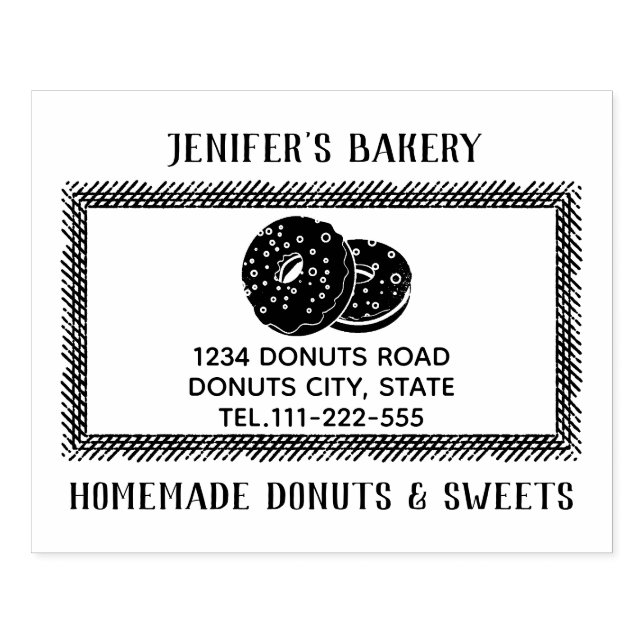 Vintage, elegante Donuts hausgemachte Bäckereien Gummistempel (Prägung)