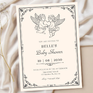 Vintage elegante Engel Baby-Party Einladung