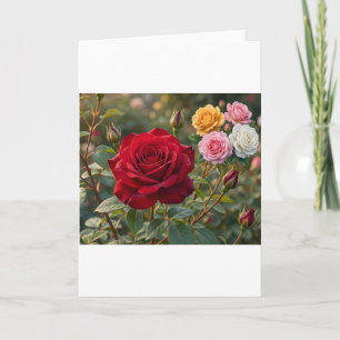 Vintage Elegante Farbige Rosen Florale Grußkarte Karte