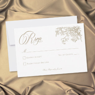 Vintage Elegante Goldener Wappen-Gartenhochzeit RSVP Karte