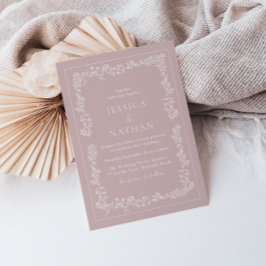 Vintage, elegante Hochzeit in Rosa und Weiß Einladung
