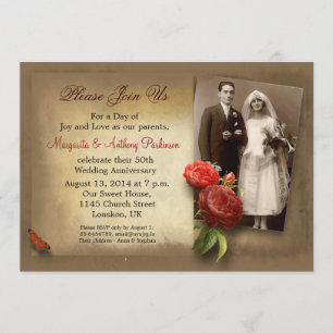 vintage elegante Hochzeit Jubiläums-Einladungen Einladung