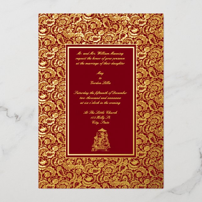 Vintage, elegante Indianerfeier Folieneinladung (Vorderseite)