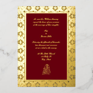 Vintage, elegante indische Hochzeit an der Grenze  Folieneinladung